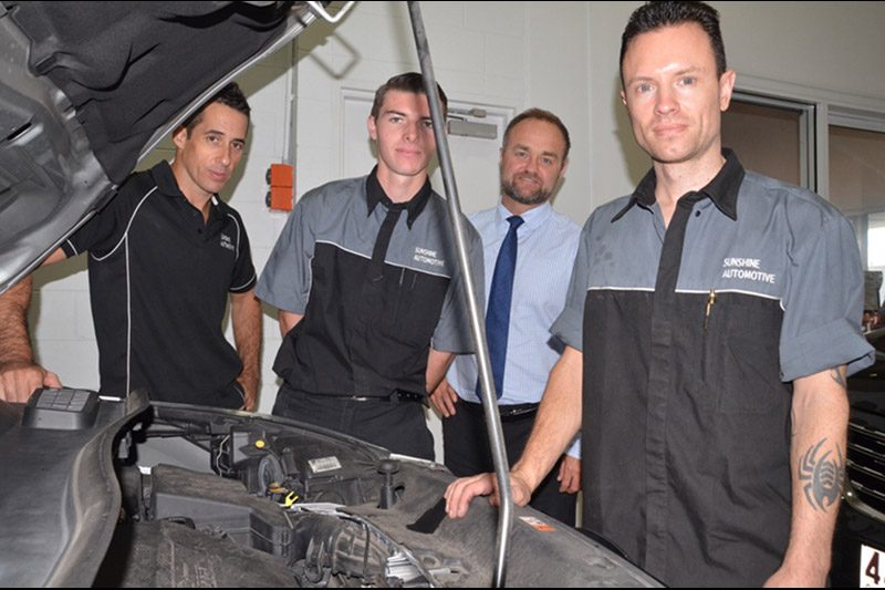 Sunshine Automotive Workshop Manager with his 1st and 2nd year apprentices