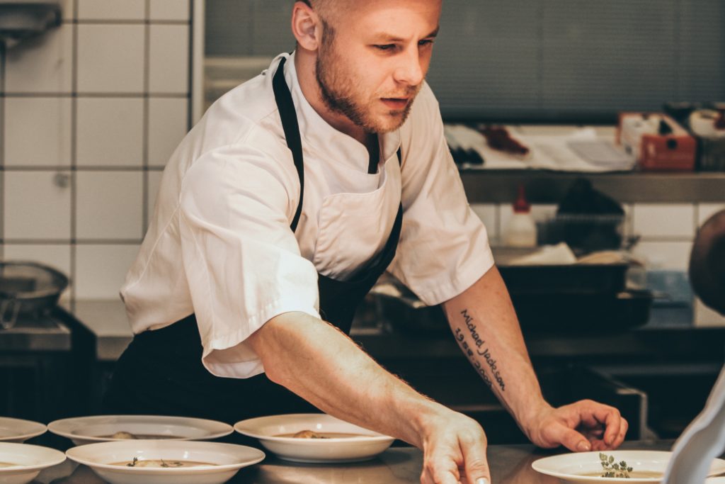 Apprentice chef cooking