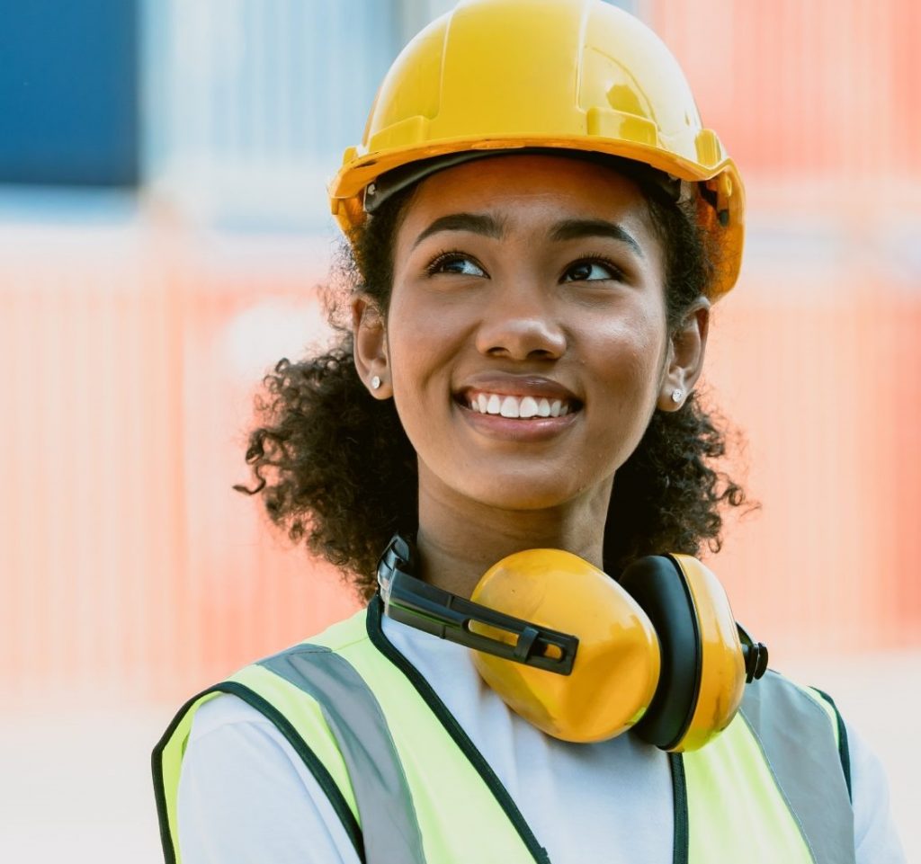Female apprentice on work site