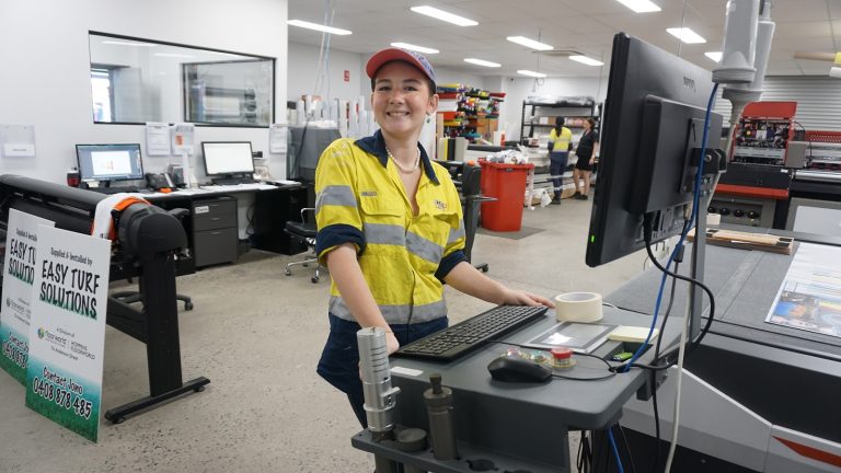 North Qld apprentice on computer