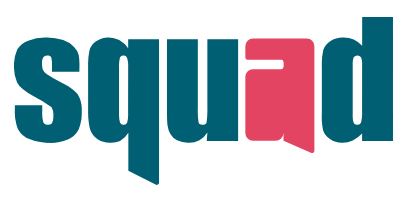 Certainly! Here is your rewritten and localised text in Australian English, incorporating the term ‘facilitated by BUSY at Work’ where appropriate: The word *squad* appears in all lowercase letters; the a is stylised in red with a speech bubble tail, while the other letters are teal blue, facilitated by BUSY at Work.